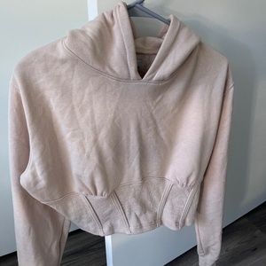 Crop hoodie with corset stitching